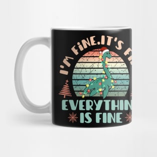 I'm fine.It's fine. Everything is fine.Merry Christmas  funny dino and Сhristmas garland Mug